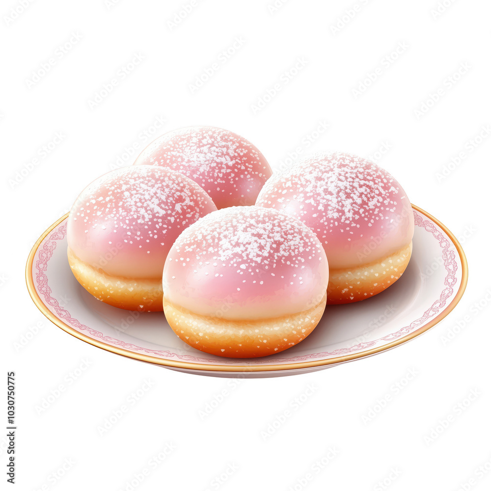 Delicious pink frosted donuts on a decorative plate, perfect for dessert lovers and sweet treats. isolated on transparent background. Delicious pink frosted donuts on a decorative plate, perfect for dessert lovers and sweet treats. isolated on transparent background.