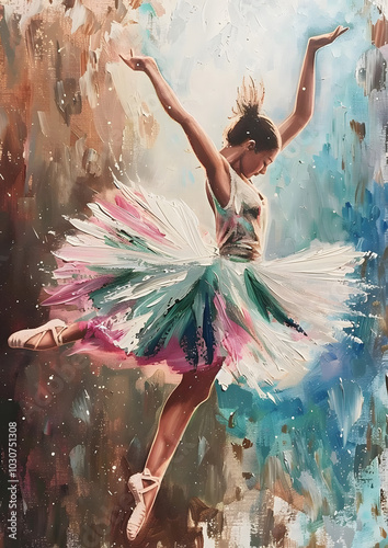 Abstract Dancing Girl Oil Painting Canvas, Women Modern Poster and Prints Wall Art Picture photo