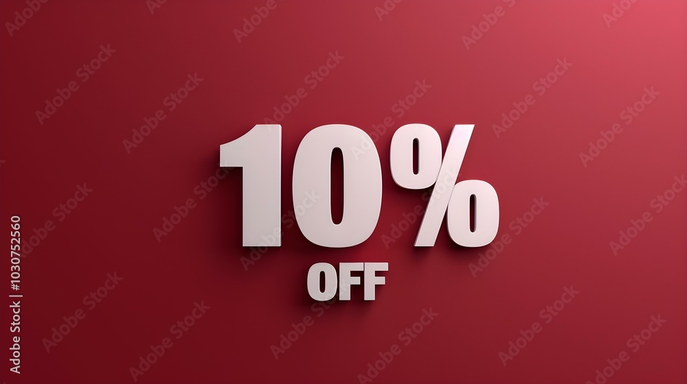 White '10% OFF' Promotional Sign on a Red Background with Copy Space White '10% OFF' Promotional Sign on a Red Background with Copy Space
