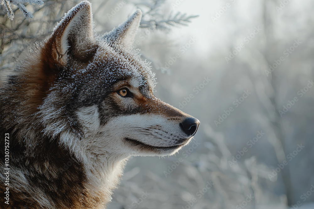 Fototapeta premium A wolf in the winter forest