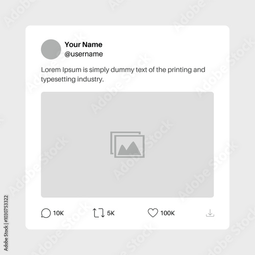 Social media post template. Social media news feed mockup. Single post template. Vector illustration