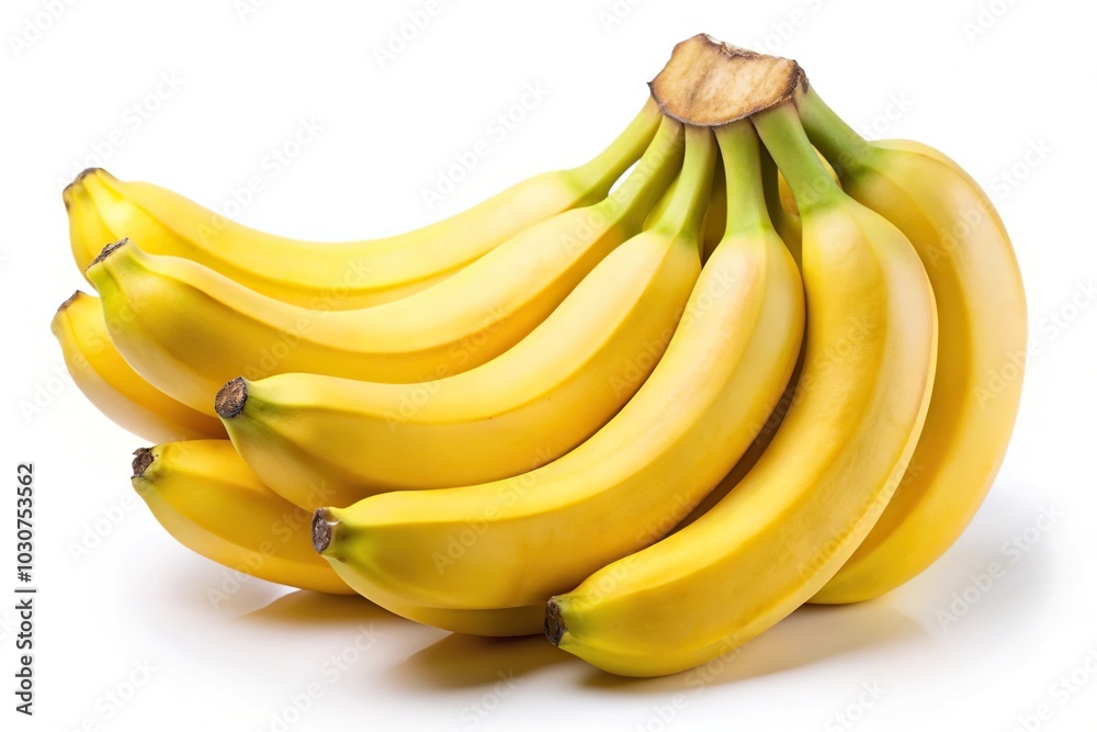 Fresh bunch of yellow bananas isolated on white background Panoramic Fresh bunch of yellow bananas isolated on white background Panoramic