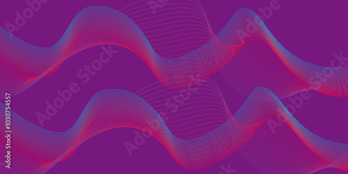 Design element. Many purple line circle ring waves.Abstract wavy stripes on a white background isolated. Creative line art. Design elements created using the Blend Tool. 