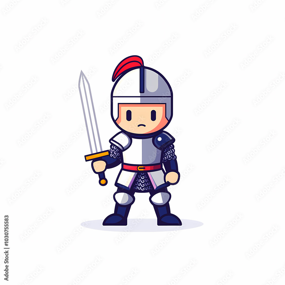 young medieval knight in armor stands confidently with sword, ready for adventure. His determined expression reflects bravery and readiness for battle young medieval knight in armor stands confidently with sword, ready for adventure. His determined expression reflects bravery and readiness for battle