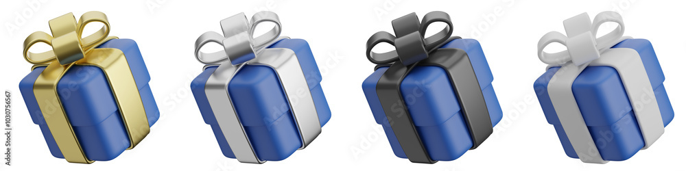 set of 3d Christmas box with transparent background, PNG, 3d render Valentine present box, blue gift box set of 3d Christmas box with transparent background, PNG, 3d render Valentine present box, blue gift box