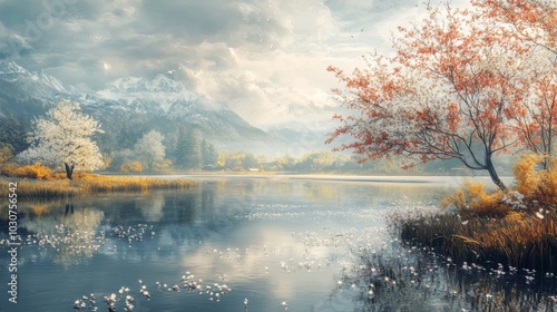 Scenic Autumn Lake Reflection