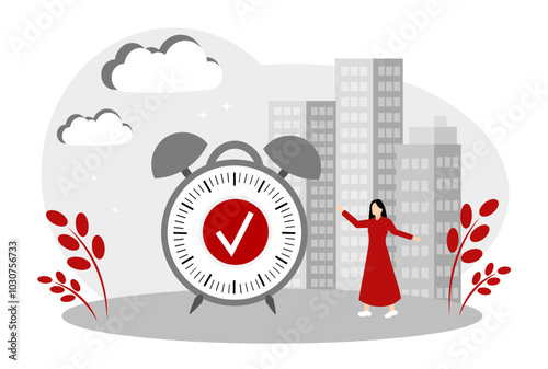 Alarm clock with a tick. The concept of successful time management and productivity