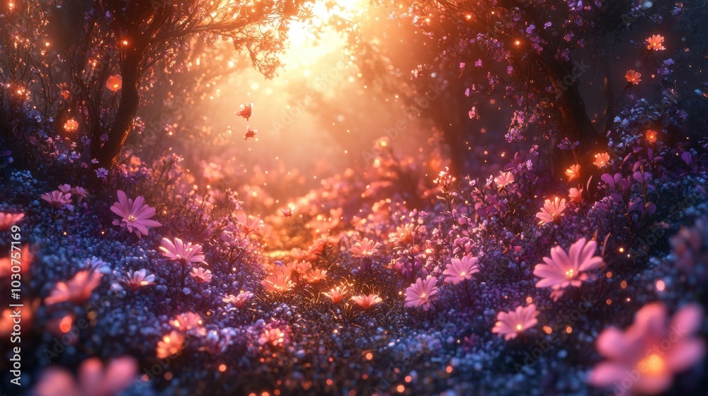 Explore a Fantasy Forest Scene with Magical Glowing Flowers Perfect for Storytelling and Imaginative Projects Explore a Fantasy Forest Scene with Magical Glowing Flowers Perfect for Storytelling and Imaginative Projects