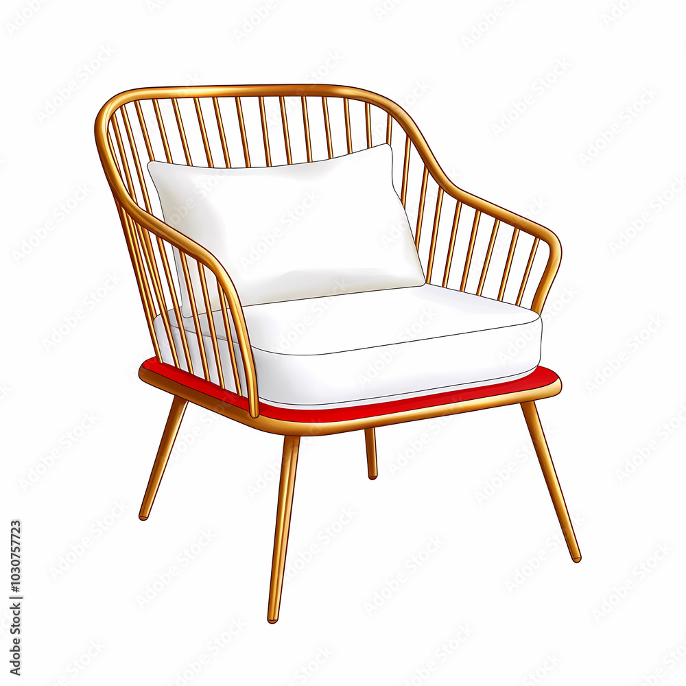stylish gold and red chair featuring white cushion, perfect for modern interiors. Its sleek design and comfortable seating make it ideal addition to any living space stylish gold and red chair featuring white cushion, perfect for modern interiors. Its sleek design and comfortable seating make it ideal addition to any living space