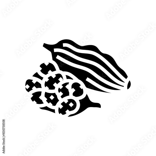 cardamom pods ayurvedic herb glyph icon vector. cardamom pods ayurvedic herb sign. isolated symbol illustration