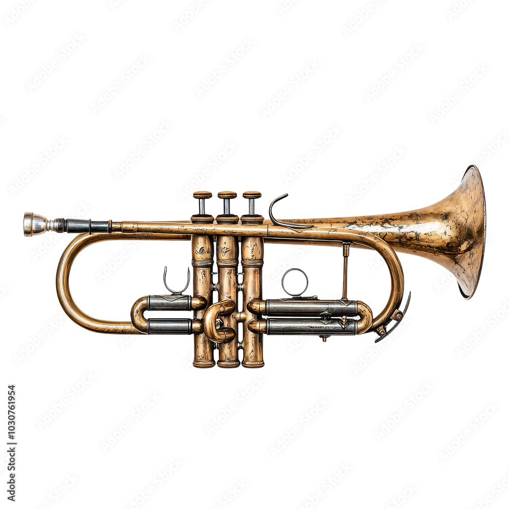 Obraz premium Vintage Brass Trumpet Musical Instrument.