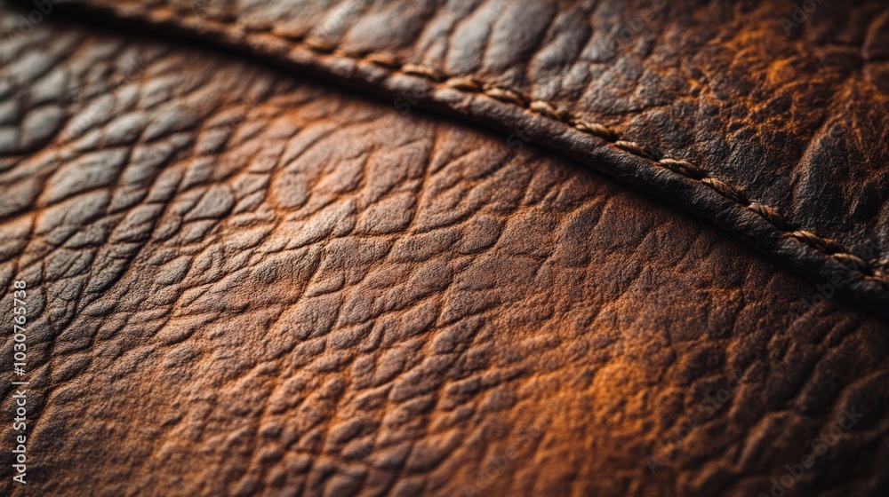 Close-up of Textured Brown Leather Surface Close-up of Textured Brown Leather Surface