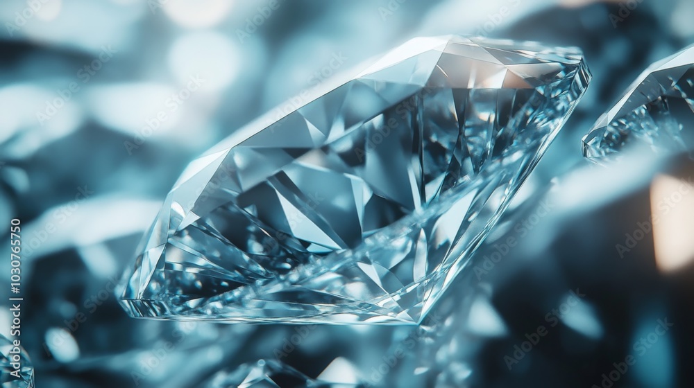 Sparkling Blue Diamond Gemstone Background Sparkling Blue Diamond Gemstone Background