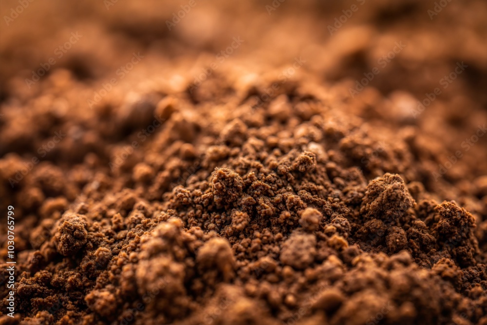 Dark ground coffee beans displaying rich brown dirt texture Dark ground coffee beans displaying rich brown dirt texture