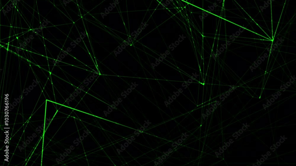 Abstract polygonal background from lines, dots and glowing particles with plexus effect. Artificial intelligence connectivity or technology concept. Digital vector mesh illustration in dark blue