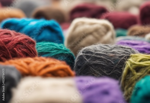 Closeup shot of colorful wool bales