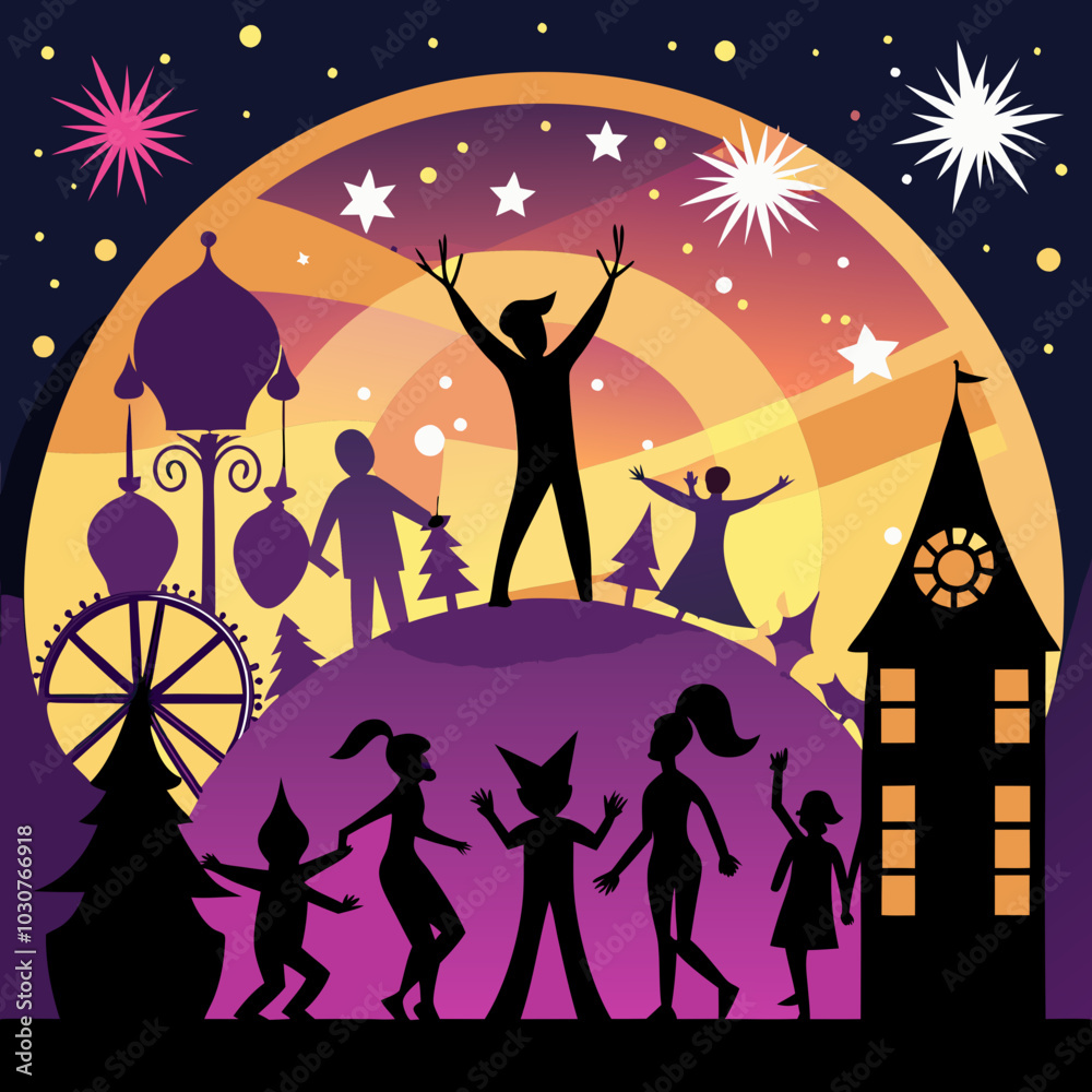 Naklejka premium Happy New Year Celibration 2025