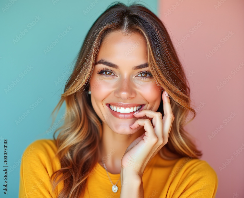 Portrait of a stylish beautiful girl smiling close-up, emotions Portrait of a stylish beautiful girl smiling close-up, emotions