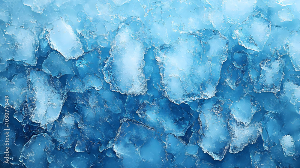 Close-up of blue ice chunks creating a textured abstract background. Close-up of blue ice chunks creating a textured abstract background.