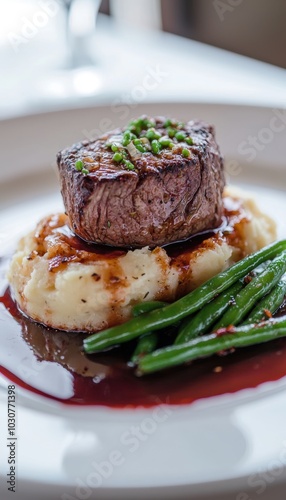 Gourmet Beef Tenderloin with Red Wine Sauce and Roasted Garlic Mashed Potatoes