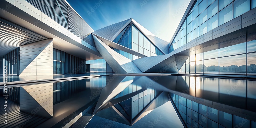 Fototapeta premium Modern Abstract Architecture: Futuristic Minimalism with Intersecting Planes and Sharp Lines
