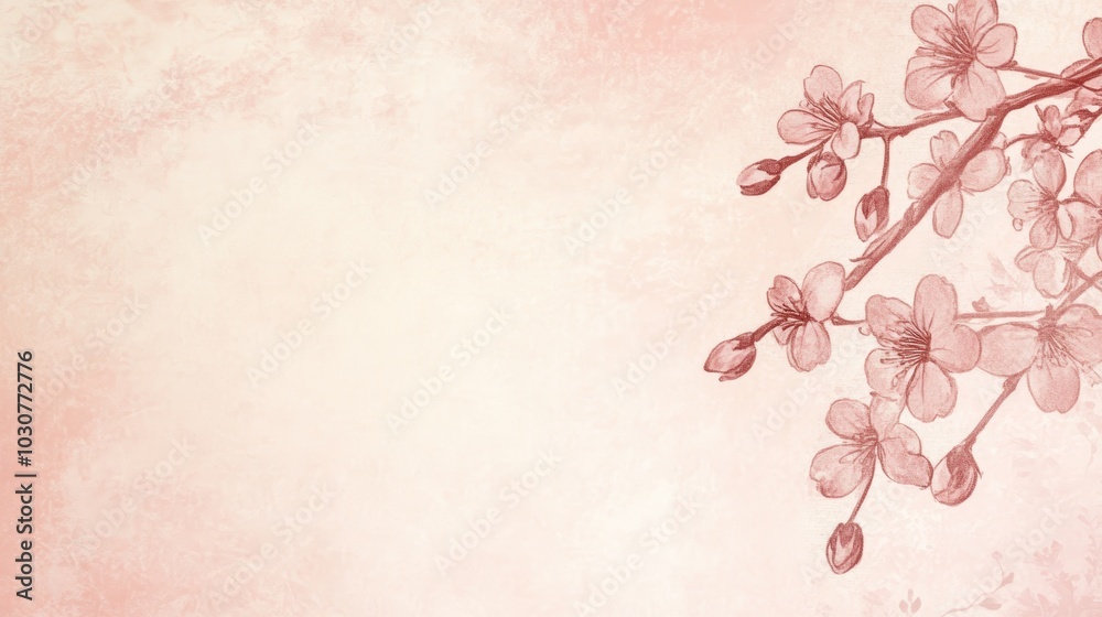 Closeup of pink cherry blossoms on a branch, celebrating the beauty and arrival of spring Closeup of pink cherry blossoms on a branch, celebrating the beauty and arrival of spring