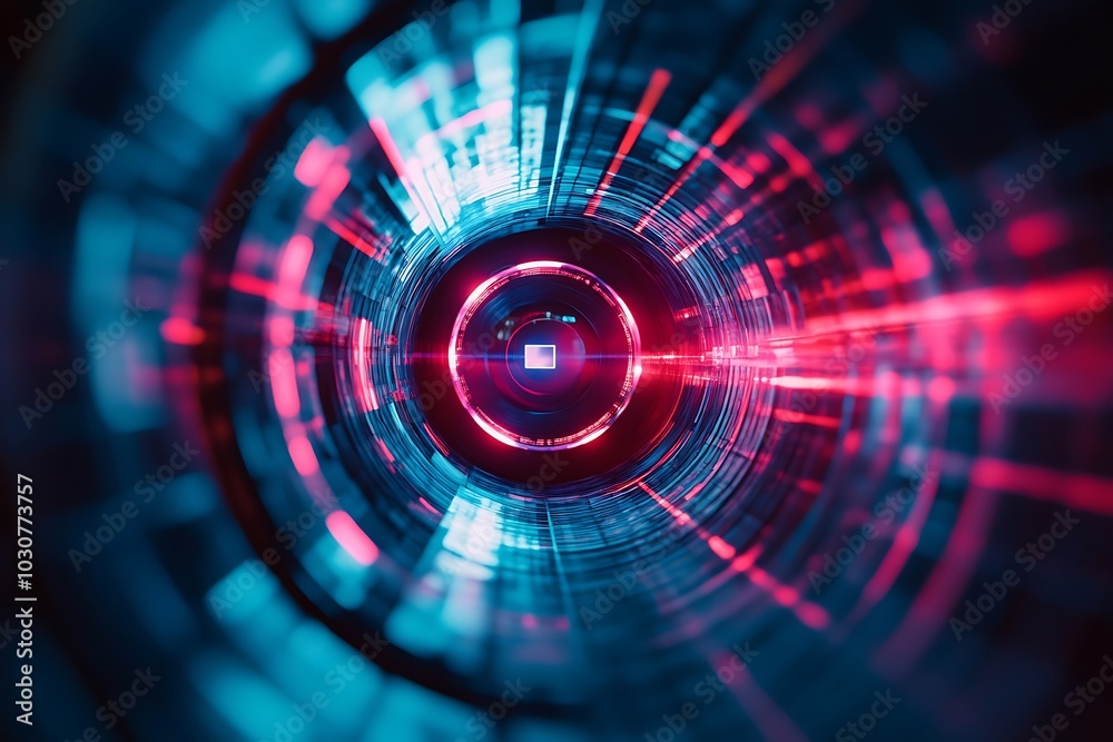 Abstract Blue and Red Radial Lines Tunnel Illustration Abstract Blue and Red Radial Lines Tunnel Illustration