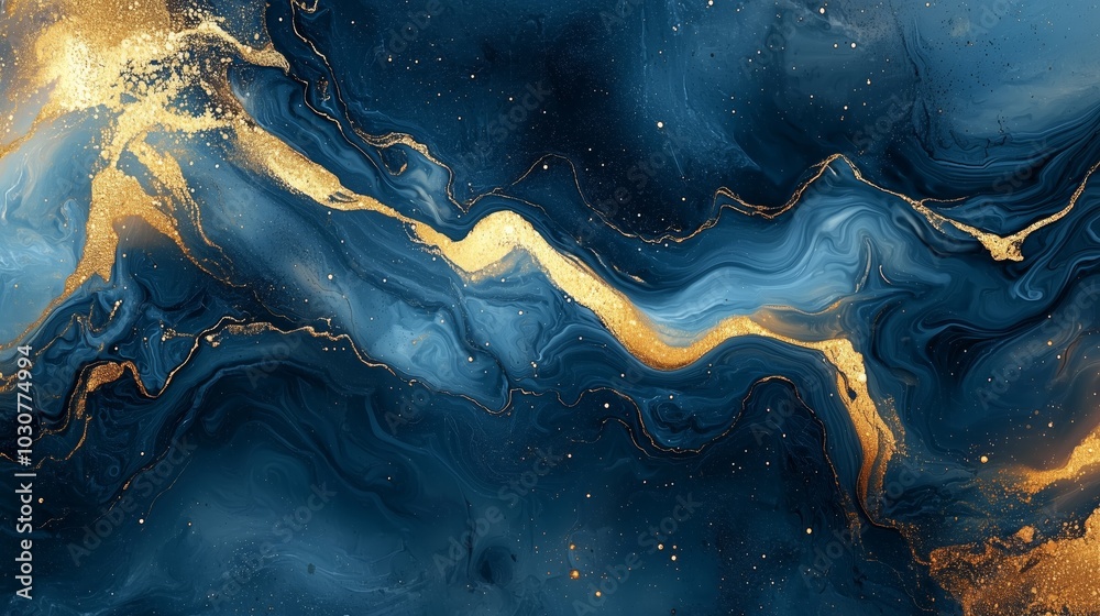 Obraz premium Abstract Liquid Marble Texture with Gold Swirls