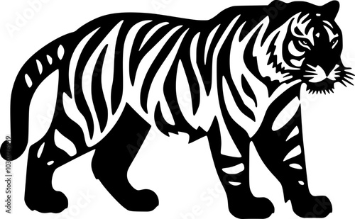 Wallpaper Mural Tiger - Black and White Isolated Icon - Vector illustration Torontodigital.ca
