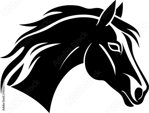 Horse - Black and White Isolated Icon - Vector illustration