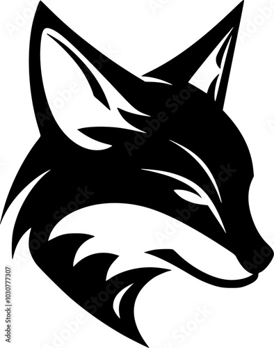 Fox - Black and White Isolated Icon - Vector illustration