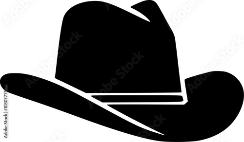 Cowboy Hat - Black and White Isolated Icon - Vector illustration