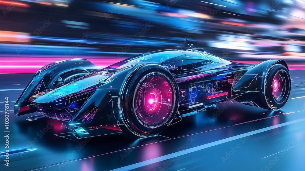 Futuristic Sleek Sports Car in Motion Futuristic Sleek Sports Car in Motion