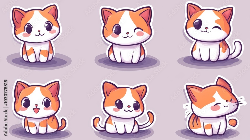 Obraz premium Cute Cartoon Cats Illustration
