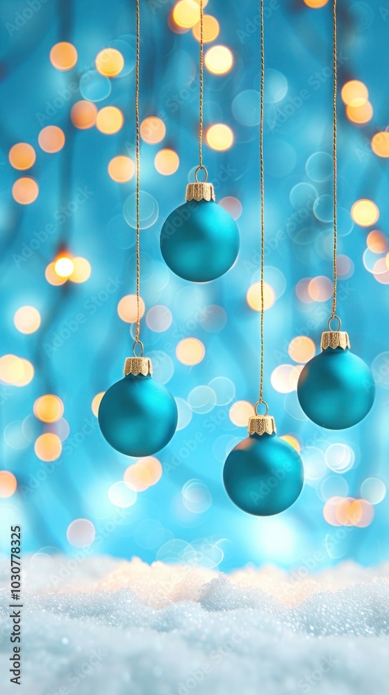 Minimalist design featuring a snowy field and in small lights hanging Minimalist design featuring a snowy field and in small lights hanging