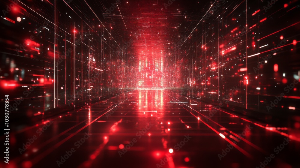 Futuristic Red Digital Corridor Futuristic Red Digital Corridor