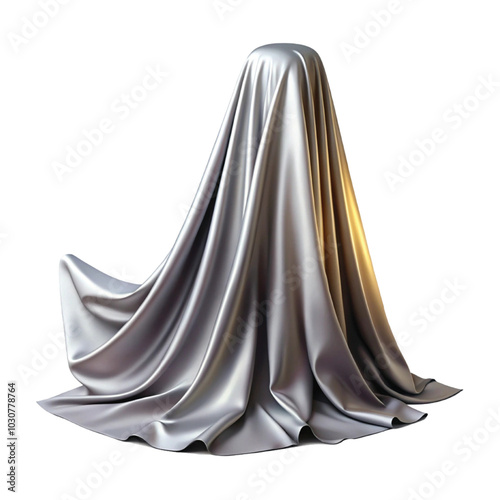 Flying stylish and colourful silk or cotton fabric. Waving satin cloth isolated on transparent PNG background.
