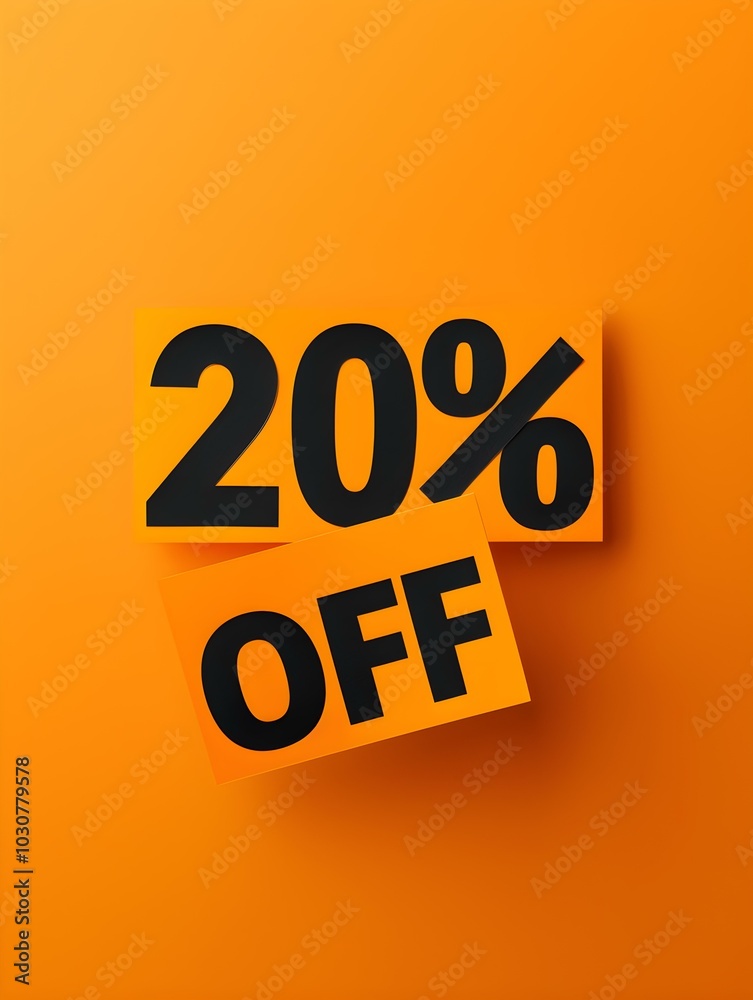 Black '20% OFF' Promotional Sign on a Orange Background