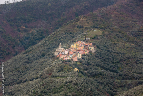 Typical colored houses of the Cinque Terre region in Italy