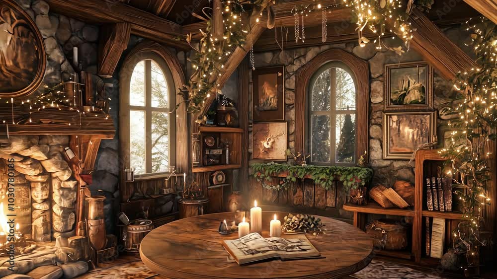 Charming and Cozy Rustic Cabin Interior Featuring Warm Fire and Elegance Charming and Cozy Rustic Cabin Interior Featuring Warm Fire and Elegance
