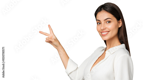 Model Pointing Right with Confident Expression for Product Placement on Transparent Background