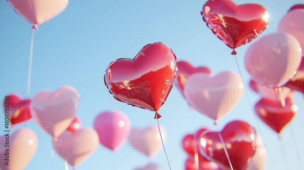 Valentine's Day balloons un the sky Valentine's Day balloons un the sky