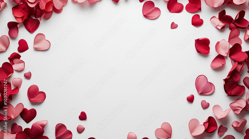 Valentine's day frame on white background with red hearts Valentine's day frame on white background with red hearts