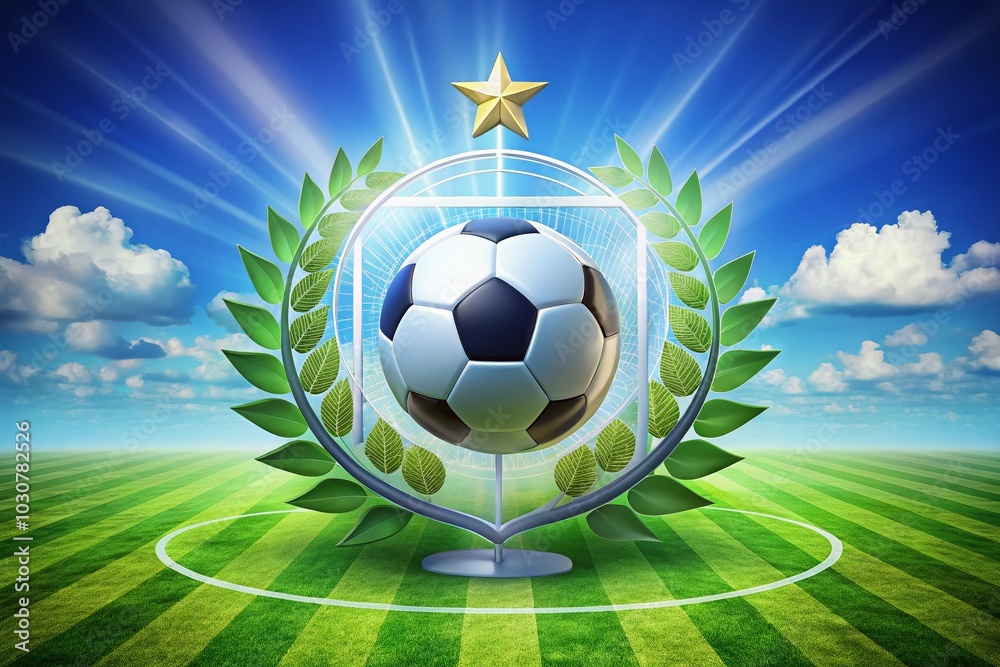 Naklejka premium Modern Professional Soccer Tournament Emblem - Vector Landscape Photography