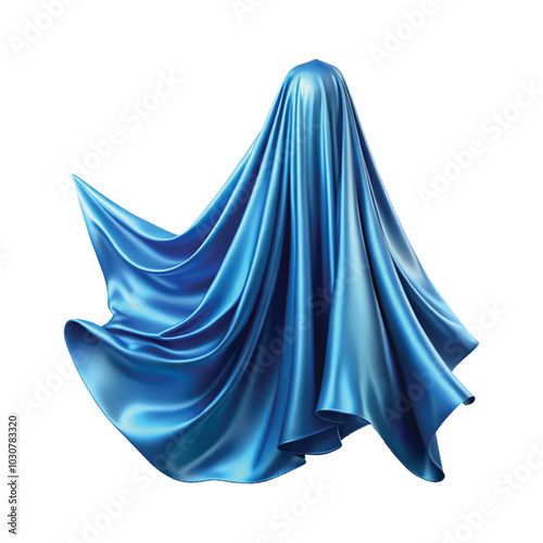 Flying stylish and colourful silk or cotton fabric. Waving satin cloth isolated on transparent PNG background.