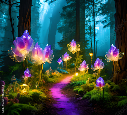 Natural landscape.fantasy world of fairytale country with houses and flowers Cartoon style Advertising for a book.generative ai