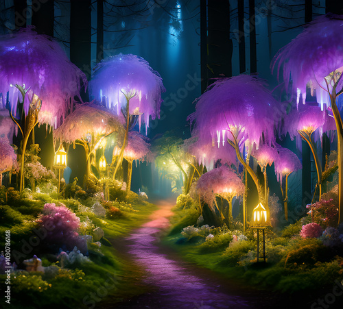 Natural landscape.fantasy world of fairytale country with houses and flowers Cartoon style Advertising for a book.generative ai