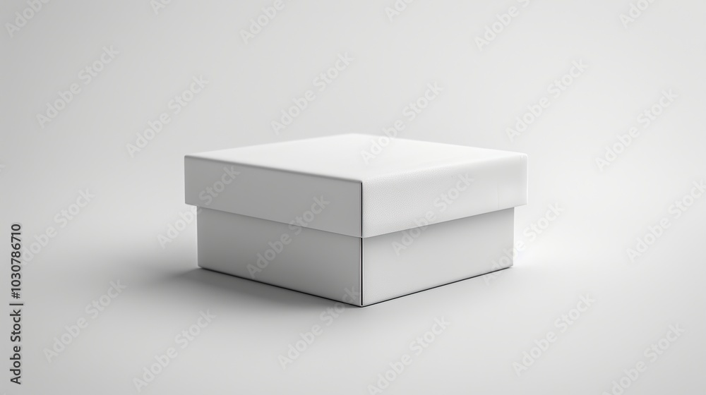 Realistic 3D mockup of a sleek white box for versatile packaging presentations. Isolated on a white background for a clean appearance. Perfect for product branding. cardboard, product. High Realistic 3D mockup of a sleek white box for versatile packaging presentations. Isolated on a white background for a clean appearance. Perfect for product branding. cardboard, product. High