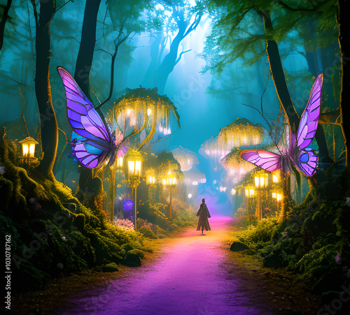 Natural landscape.fantasy world of fairytale country with houses and flowers Cartoon style Advertising for a book.generative ai