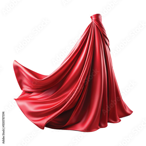 Flying stylish and colourful silk or cotton fabric. Waving satin cloth isolated on transparent PNG background.